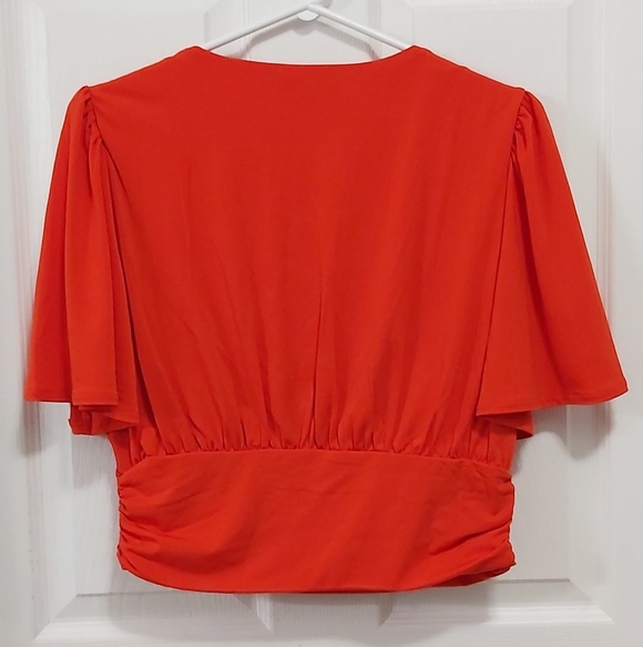 H&M Bright Orange V-Neck Blouse Size M - Picture 2 of 3